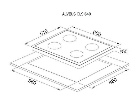 Alveus GLS 640 BL Gazlı Ankastre Ocak Beyaz