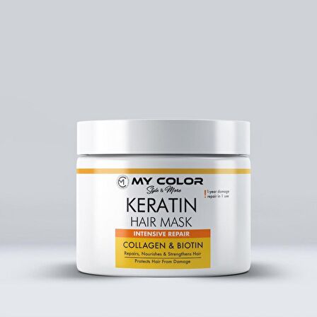 Mycolor Style&more Keratin Hair Mask collagen&bıotin dökülen ve yıpranmış saçlar için onarıcı etki 500ml