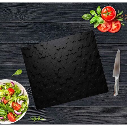 30x40 cm Siyah Altıgen Desenli Cam Kesim Tablası
