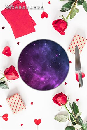 Uzay Cam Kesme Tahtası - Sunum Tabağı| Çap 20