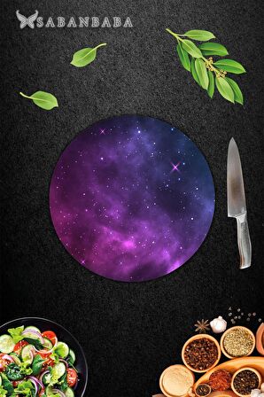 Uzay Cam Kesme Tahtası - Sunum Tabağı| Çap 20