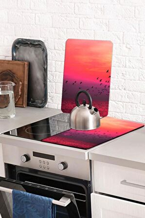 2' li 30x52 cm Cam Ocak Koruyucu Cam Kesme Tahtası Model 344 