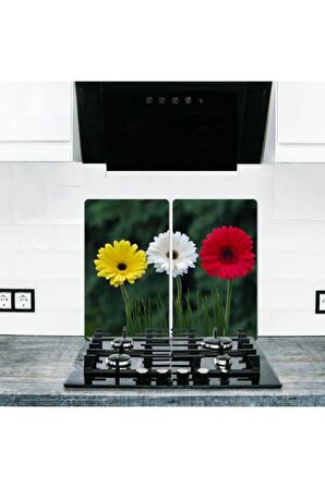 2' li 30x52 cm Cam Ocak Koruyucu Cam Kesme Tahtası Model 331 