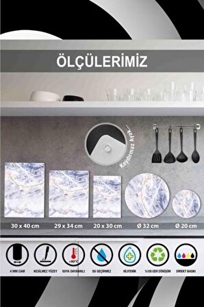 20x30 cm Siyah Altıgen Desenli Cam Kesim Tablası