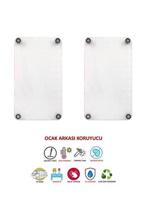 2' li 30x52 cm Fırtınalı Deniz Desenli Cam Ocak Arkası Koruyucusu