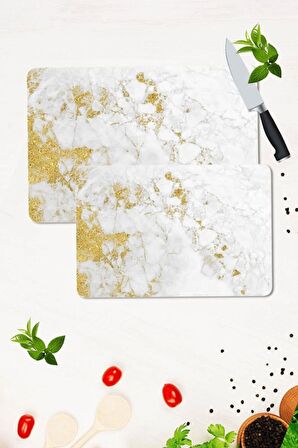 2' li Takım 30x40 cm ve 20x30 cm Model 159 Desenli Cam Kesim Tablası ve Ocak Koruma