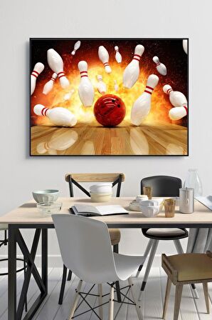 60 x 70 cm Bowling Desenli Cam Tablo 4mm Temperli Camdır