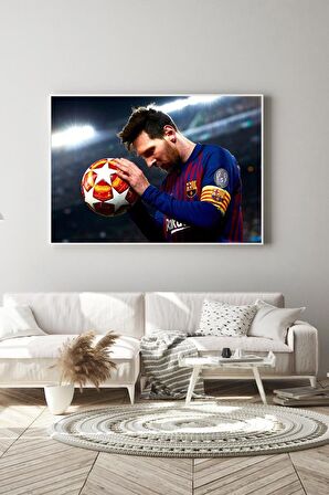 60 x 70 cm Lionel Messi Cam Tablo 4mm Temperli Camdır