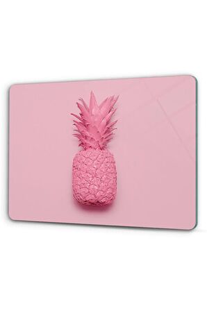 29x34 cm Pembe Ananas Cam Kesme Tablası/Tahtası