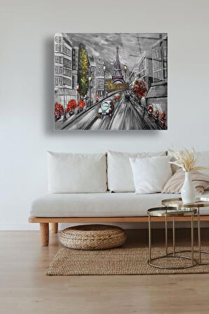 60 x 70 cm Eyfel Kulesi Desenli Cam Tablo 4mm Temperli Camdır
