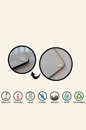 Çap 20 cm Çam Ağacı Desenli Cam Kesim Tablası