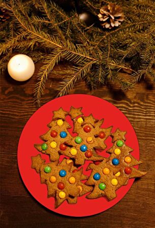 Çap 20 cm Düz Kırmızı Desenli Cam Kesim Tablası