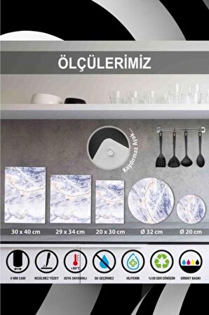 Çap 32 Koyu Ahşap Desenli Cam kesme tablası
