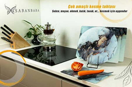CAM KESME TAHTASI SİYAH YALDIZLI MERMER 20X30 CM 
