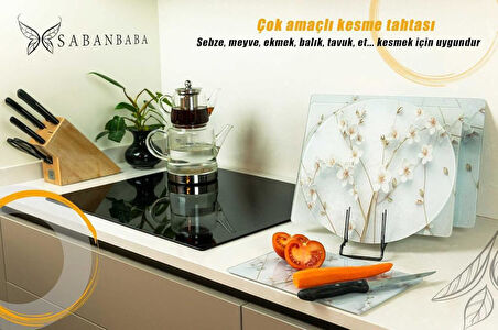 CAM KESME TAHTASI YAPAY GÜLLER 20X30 CM 
