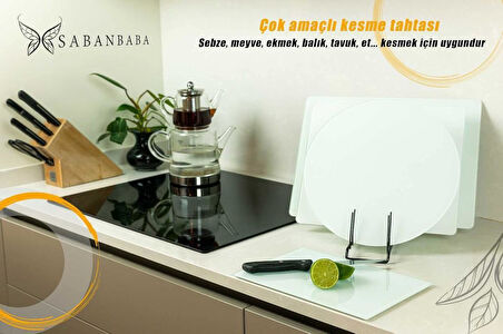 CAM KESME TAHTASI DÜZ BEYAZ 32 CM 