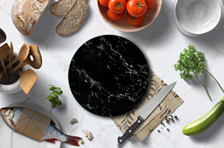 CAM KESME TAHTASI SİYAH MERMER ÇAP 32 CM 