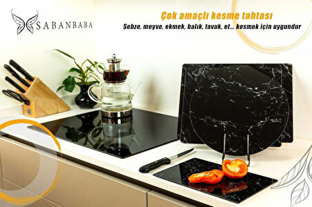 CAM KESME TAHTASI SİYAH MERMER ÇAP 32 CM 