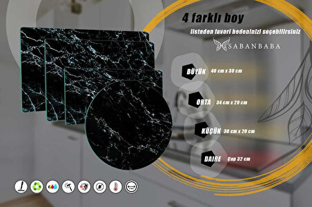 CAM KESME TAHTASI SİYAH MERMER ÇAP 32 CM 