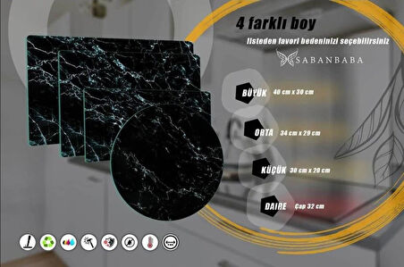 CAM KESME TAHTASI SİYAH MERMER 30X40 CM 