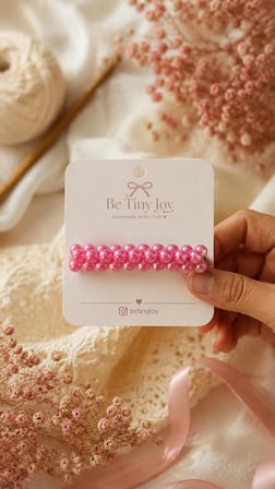  Pembe İnci Detaylı El Yapımı Çocuk Saç Tokası Handmade