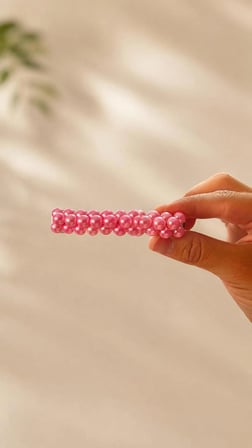  Pembe İnci Detaylı El Yapımı Çocuk Saç Tokası Handmade