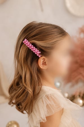  Pembe İnci Detaylı El Yapımı Çocuk Saç Tokası Handmade