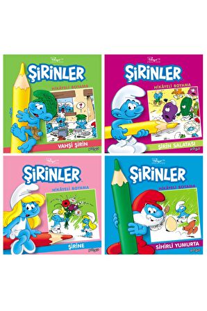 Şirinler / Hikayeli Boyama Kitabı 4 Kitap Takım