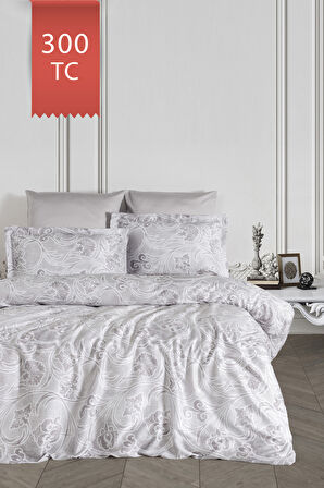 Varol Royal Saten 300TC Nevresim Takımı (Çift Nevresimli) Family Size  - GRİDA