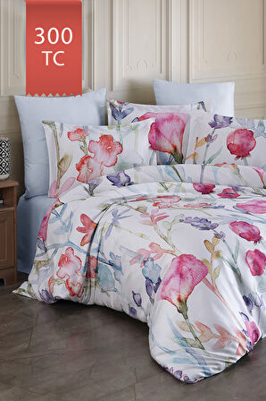 Varol Royal Saten 300TC Nevresim Takımı (Çift Nevresimli) Family Size  - SİLVİA