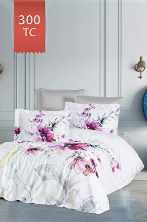 Varol Royal Saten 300TC Nevresim Takımı (Çift Nevresimli) Family Size  - VERONA