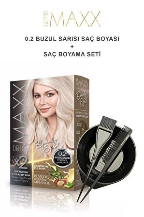 Maxx Deluxe Saç Boyası 0.2 Buzul Sarısı-Boyama Seti