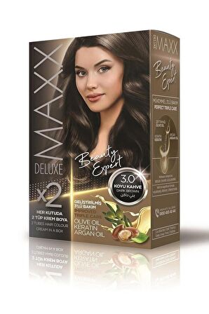 Maxx Deluxe Saç Boyası 3.0 Koyu Kahve-Profesyonel Cillten Boya Silici Set