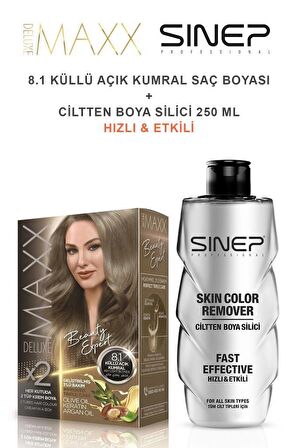 Maxx Deluxe Saç Boyası 8.1 Küllü Açık Kumral-Profesyonel Cillten Boya Silici Set