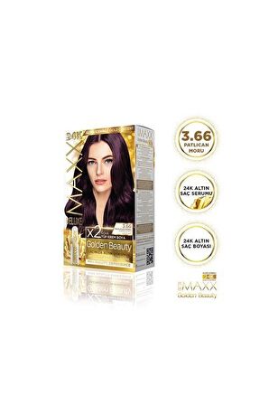 Maxx Deluxe Golden Altın İçerikli Saç Boyası 3.66 Patlıcan Moru