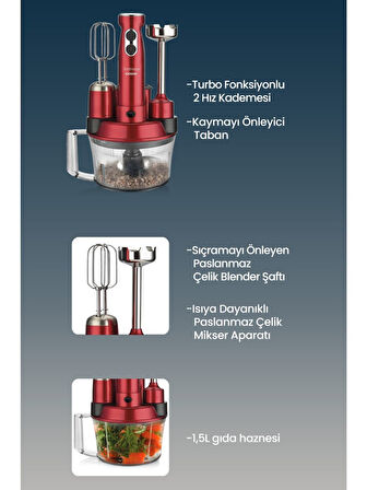 Goldmaster GM-7239VK Elenamax Vişne Kırmızı Mutfak Robotu