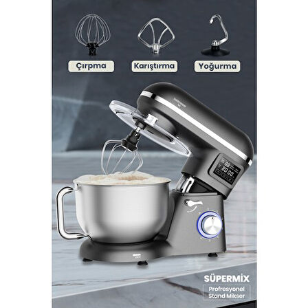 GOLDMASTER GM-7262  ANTRASİT MİKSER MUTFAK ŞEFİ SÜPERMİX DOKUNMATİK 1500W 5.5 LT STAND