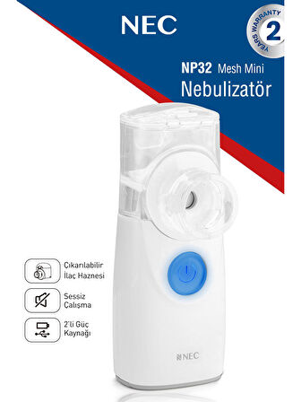 Nec Taşınabilir Mini Mesh Nebulizatör Beyaz