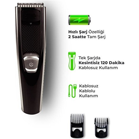 Goldmaster GM-8100 Fiyaka 2 Başlıklı Şarjlı Kuru Saç-Sakal Çok Amaçlı Tıraş Makinesi 