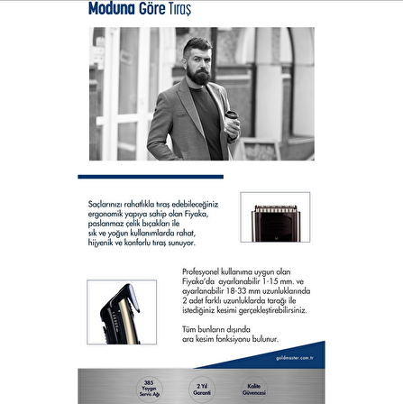 Goldmaster GM-8100 Fiyaka 2 Başlıklı Şarjlı Kuru Saç-Sakal Çok Amaçlı Tıraş Makinesi 