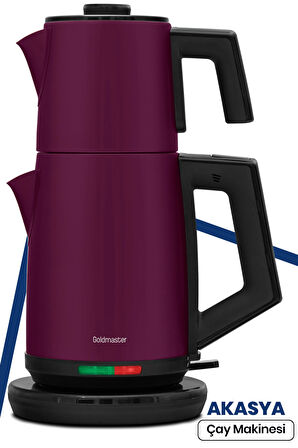 Akasya Mor XL 2200 Watt Patentli Damlatmayan Tasarımı Çelik Çay Makinesi ve Su Isıtıcısı