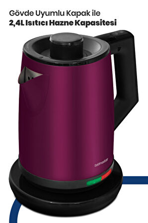 Akasya Mor XL 2200 Watt Patentli Damlatmayan Tasarımı Çelik Çay Makinesi ve Su Isıtıcısı