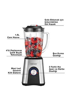 Goldmaster GM-7254 Frape Cam Sürahi Çelik Blender Buz Kırıcı