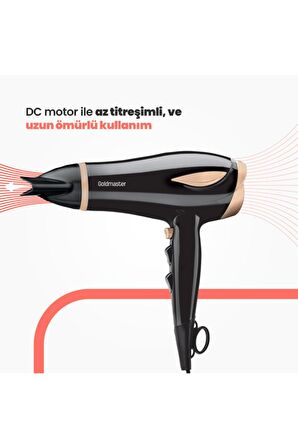 Goldmaster IN-6130 2200 W AC Motor Sıcak ve Soğuk Saç Kurutma ve Fön Makinesi