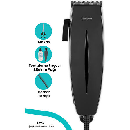 GOLDMASTER PİTON GM-8145 ULTRA SESSİZ AYARLANABİLİR PASLANMAZ ÇELİK SAÇ VE SAKAL ŞEKİLLENDİRİCİ