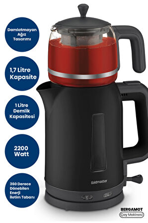 Gold Master Bergamot 2200 W Çay Makinesi Siyah 