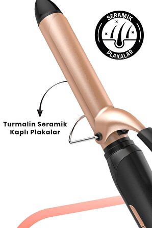 GoldMaster Harmony Turmalin Seramik Plakalı 360 Derece Dönebilir Kablo Saç Şekillendirici Maşa GM-7193