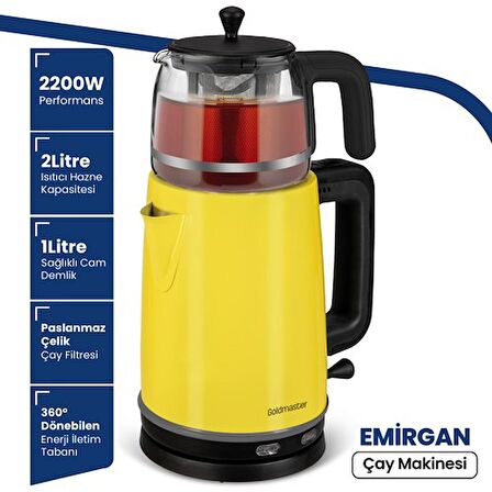 Gold Master GM-7375SR 2200 W Çay Makinesi Sarı 