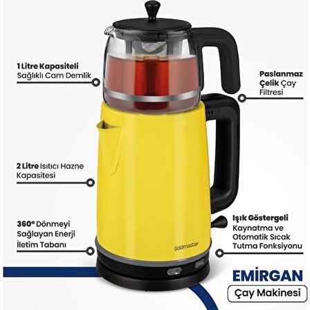 Gold Master GM-7375SR 2200 W Çay Makinesi Sarı 