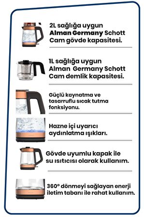 GOLDMASTER YENİDEM GM-8325RG CAM ÇAY MAK ROSE GOLD